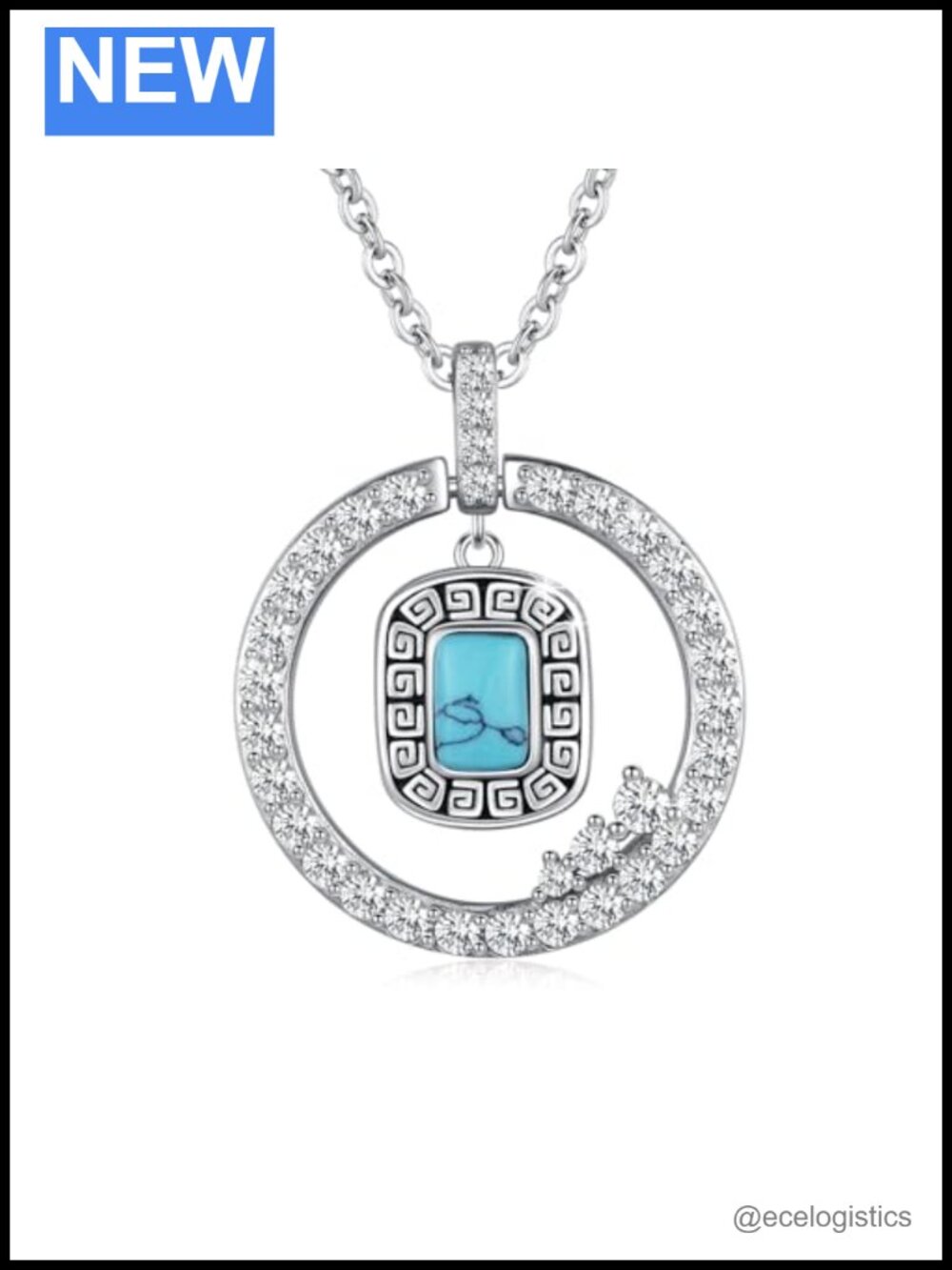 925 Sterling Silver Turquoise Pendant Necklace